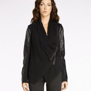 BLANK NYC | DRAPED VEGAN LEATHER COWL NECK MOTO JACKET